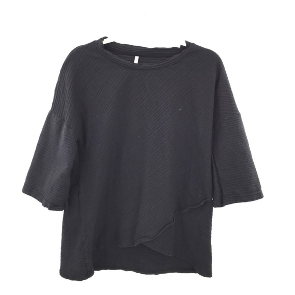 Blue Canoe Black lagenlook boho asymmetrical minimalist Crunchy Hippie kid top L